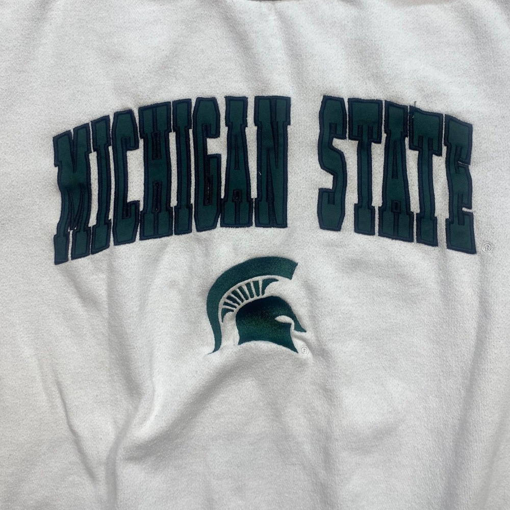 Colosseum Michigan State Sweatshirt S Mens White Crewneck Spartan Logo Graphic - Picture 2 of 8